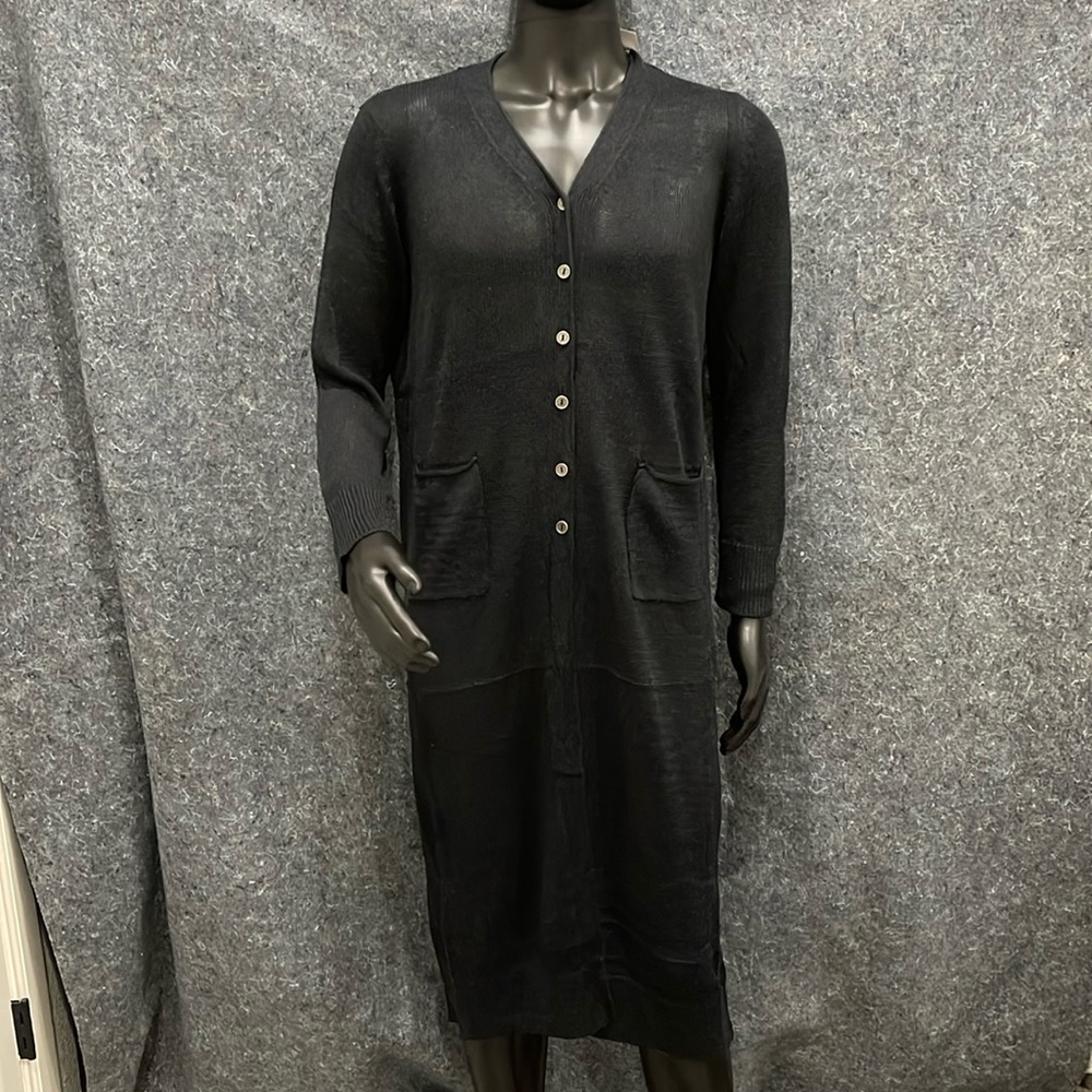 Soft Surroundings Black Long Button-Down Cardigan Dress